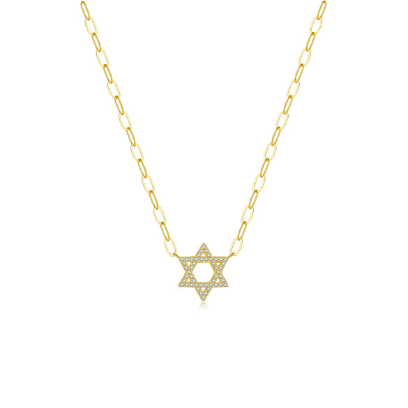 Wholesale S925 Sterling Silver Fivepointed Star Hollow Geometric Cross Chain Necklace With Diamond Treatment For Women And Men