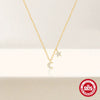 Wholesale S925 Sterling Silver Fivepointed Star Moon Double Element Geometric Collarbone Necklace With Electroplating For Women