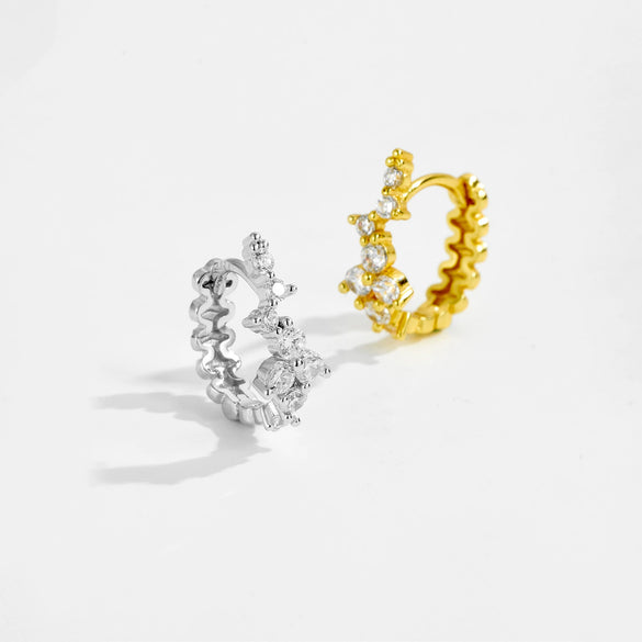 Wholesale S925 Sterling Silver Fivepointed Star Zircon Inlaid Electroplated Platinum And 18K Gold Fashion Earrings