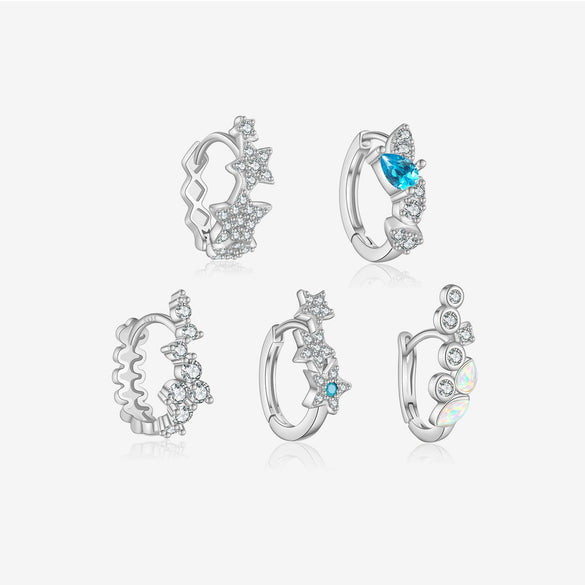 Wholesale S925 Sterling Silver Fivepointed Star Zircon Inlaid Electroplated Platinum And 18K Gold Fashion Earrings