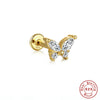 Wholesale S925 Sterling Silver Flat Head Internal Thread New Puncture Cartilage Ear Nail Ear Bone Nail With Butterfly Pearl And Geometric Design Electroplated Women's Earrings