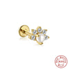 Wholesale S925 Sterling Silver Flat Head Internal Thread New Puncture Cartilage Ear Nail Ear Bone Nail With Butterfly Pearl And Geometric Design Electroplated Women's Earrings