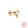Wholesale S925 Sterling Silver Flat Head Internal Thread New Puncture Cartilage Ear Nail Ear Bone Nail With Butterfly Pearl And Geometric Design Electroplated Women's Earrings