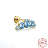 Wholesale S925 Sterling Silver Flat Head Internal Thread New Puncture Cartilage Ear Nail Ear Bone Nail With Butterfly Pearl And Geometric Design Electroplated Women's Earrings