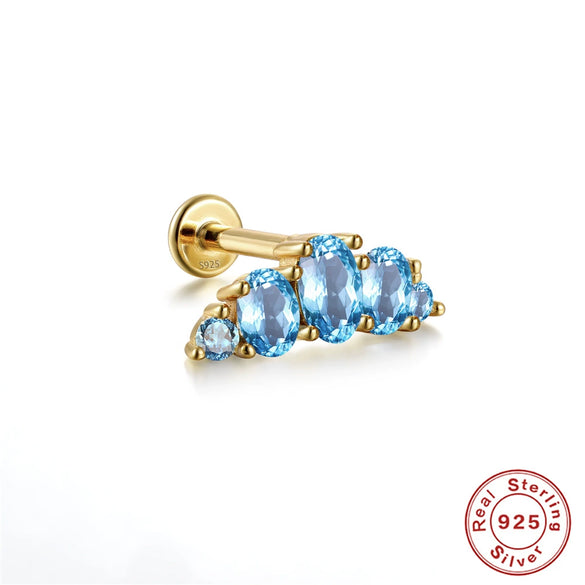 Wholesale S925 Sterling Silver Flat Head Internal Thread New Puncture Cartilage Ear Nail Ear Bone Nail With Butterfly Pearl And Geometric Design Electroplated Women's Earrings