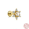 Wholesale S925 Sterling Silver Flat Head Internal Thread New Puncture Cartilage Ear Nail Ear Bone Nail With Butterfly Pearl And Geometric Design Electroplated Women's Earrings