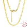 Wholesale S925 Sterling Silver Flat Snake Bone Necklace With Geometric Design And Electroplating