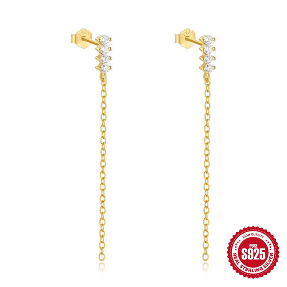 Wholesale S925 Sterling Silver Flat Snake Chain Tassel Long Earrings For Women With Geometric Design