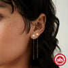 Wholesale S925 Sterling Silver Flat Snake Chain Tassel Long Earrings For Women With Geometric Design