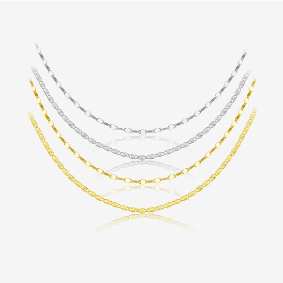 Wholesale S925 Sterling Silver Flat Wide Chain Collar Clavicle Necklace For Women With Geometric Design Electroplated In Platinum Or 18K Gold