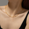 Wholesale S925 Sterling Silver Flat Wide Chain Collar Clavicle Necklace For Women With Geometric Design Electroplated In Platinum Or 18K Gold