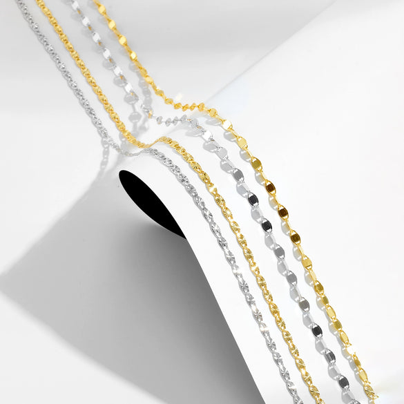 Wholesale S925 Sterling Silver Flat Wide Chain Collar Clavicle Necklace For Women With Geometric Design Electroplated In Platinum Or 18K Gold