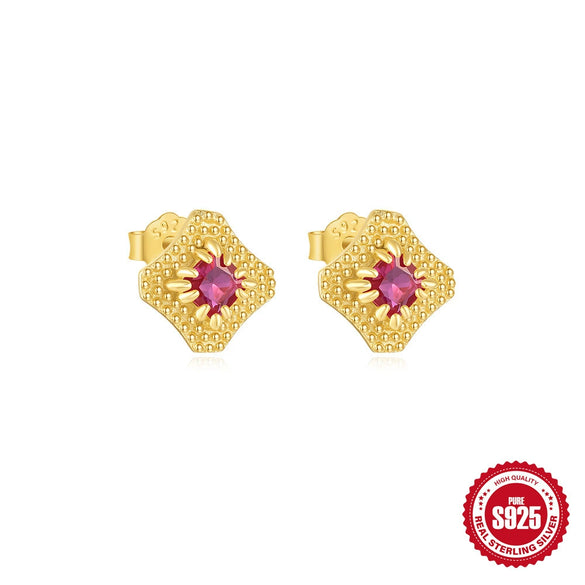 Wholesale S925 Sterling Silver Flower Earrings With Diamond Encrustment Electroplated For Women Geometric Style Simple Elegant All Match