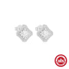 Wholesale S925 Sterling Silver Flower Earrings With Diamond Encrustment Electroplated For Women Geometric Style Simple Elegant All Match