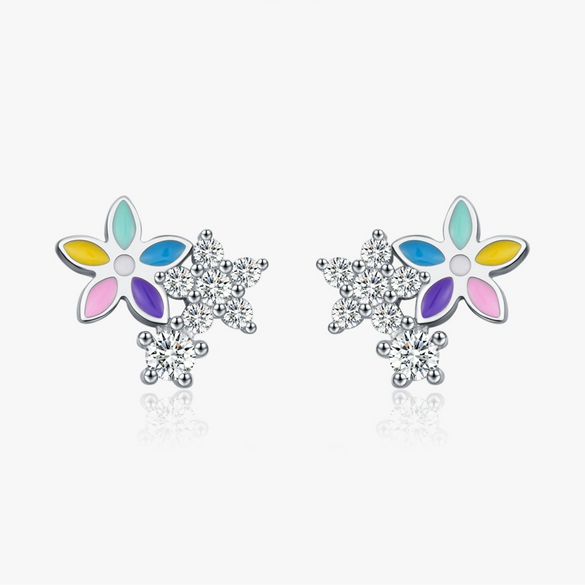 Wholesale S925 Sterling Silver Flower Earrings With Diamond For Women