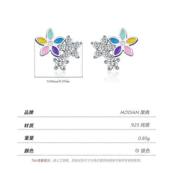 Wholesale S925 Sterling Silver Flower Earrings With Diamond For Women