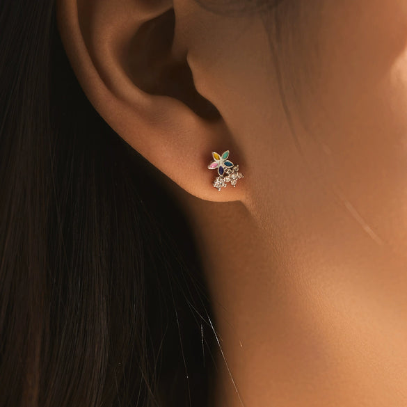 Wholesale S925 Sterling Silver Flower Earrings With Diamond For Women