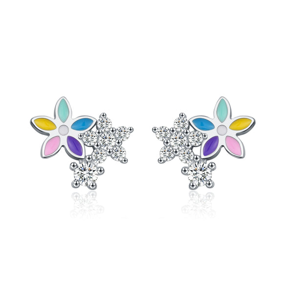 Wholesale S925 Sterling Silver Flower Earrings With Diamond For Women