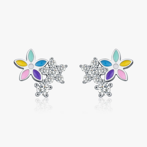 Wholesale S925 Sterling Silver Flower Earrings With Diamond For Women