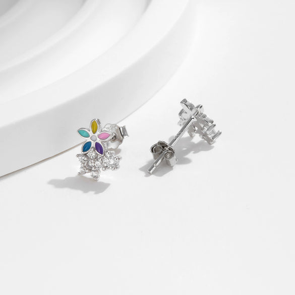 Wholesale S925 Sterling Silver Flower Earrings With Diamond For Women