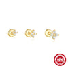 Wholesale S925 Sterling Silver Flower Flat Bottom Perforated Earrings With Electroplating For Women