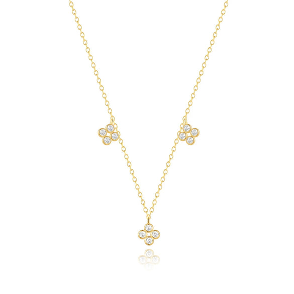 Wholesale S925 Sterling Silver Flower Four Leaf Clover Geometric Patterned Bag Pendant Necklace With Zircon Electroplated O Word Chain For Women
