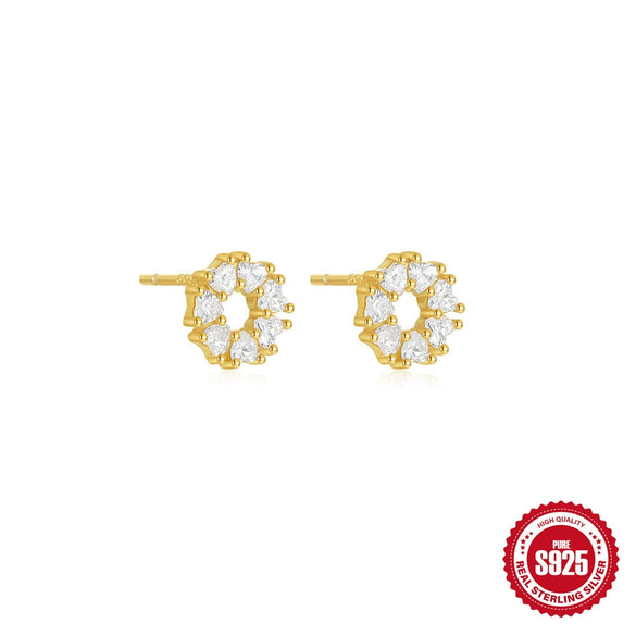 Wholesale S925 Sterling Silver Flower Geometric Earrings With Diamond Pearl Electroplating For Women