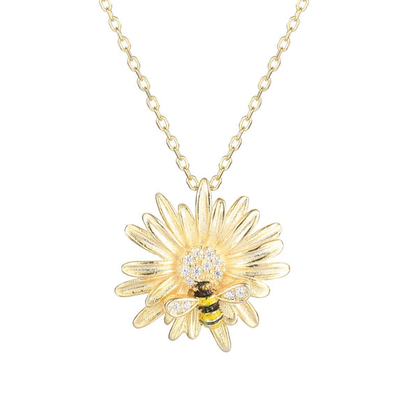 Wholesale S925 Sterling Silver Flower Pendant Necklace With Cross Chain Electroplated Original Design For Women