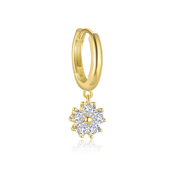 Wholesale S925 Sterling Silver Flower Petals Micropaved Zircon Women's Minimalist Light Luxury Earrings