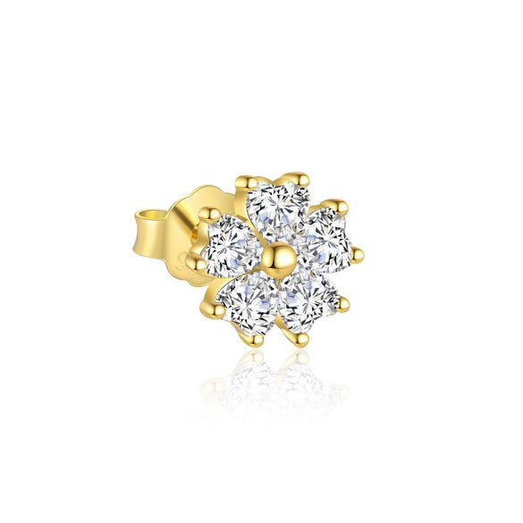 Wholesale S925 Sterling Silver Flower Petals Micropaved Zircon Women's Minimalist Light Luxury Earrings