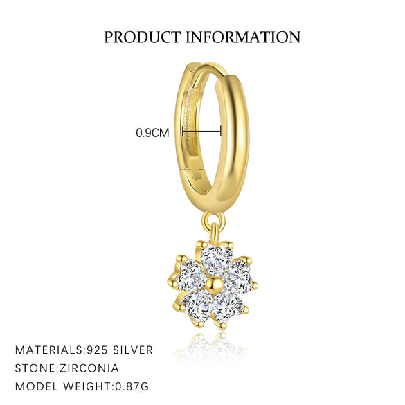 Wholesale S925 Sterling Silver Flower Petals Micropaved Zircon Women's Minimalist Light Luxury Earrings