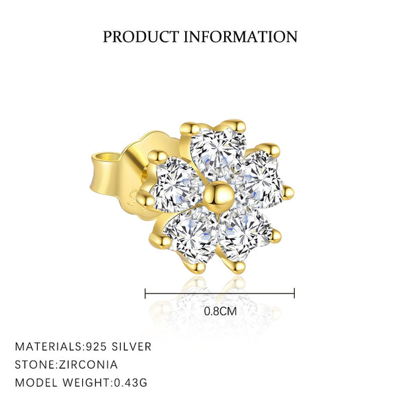 Wholesale S925 Sterling Silver Flower Petals Micropaved Zircon Women's Minimalist Light Luxury Earrings