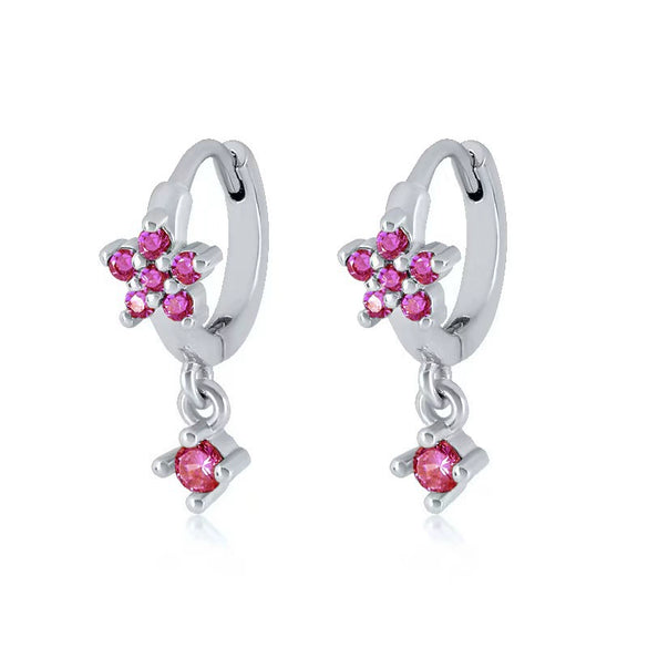 Wholesale S925 Sterling Silver Flower Plum Blossom Inlaid Zircon Pendant Earring With Ear Buckle Fashion Brilliant Sweet Minimalist Earrings