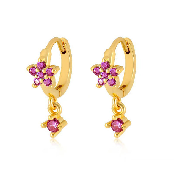 Wholesale S925 Sterling Silver Flower Plum Blossom Inlaid Zircon Pendant Earring With Ear Buckle Fashion Brilliant Sweet Minimalist Earrings
