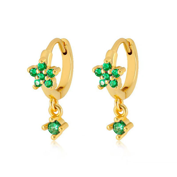 Wholesale S925 Sterling Silver Flower Plum Blossom Inlaid Zircon Pendant Earring With Ear Buckle Fashion Brilliant Sweet Minimalist Earrings