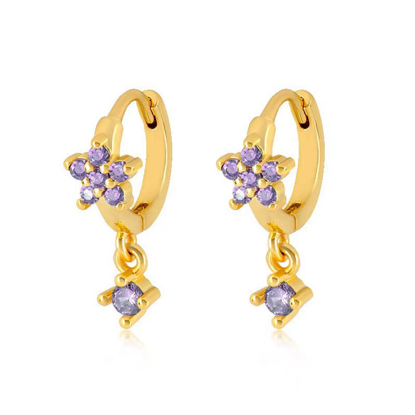 Wholesale S925 Sterling Silver Flower Plum Blossom Inlaid Zircon Pendant Earring With Ear Buckle Fashion Brilliant Sweet Minimalist Earrings