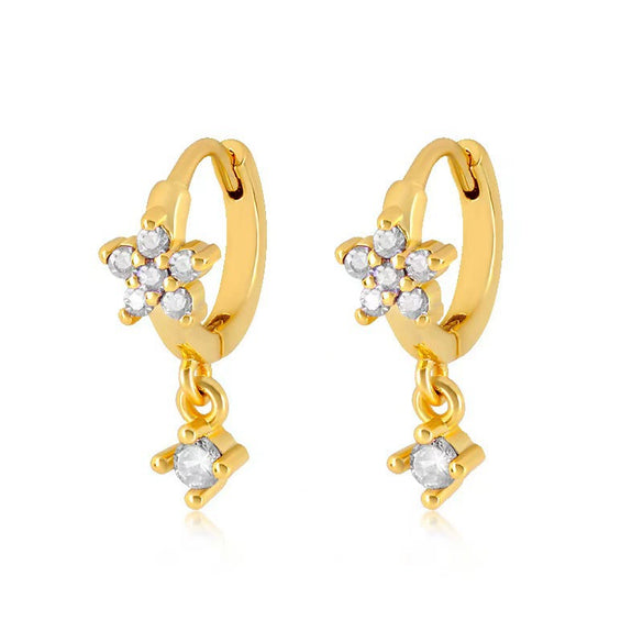 Wholesale S925 Sterling Silver Flower Plum Blossom Inlaid Zircon Pendant Earring With Ear Buckle Fashion Brilliant Sweet Minimalist Earrings