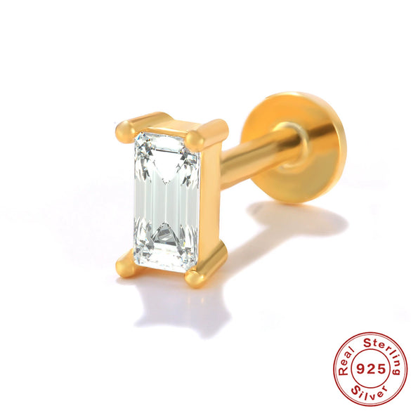 Wholesale S925 Sterling Silver Flower Rivet Geometric Flat Head Internal Thread Smooth Puncture Cartilage Ear Nail For Women With Electroplating
