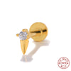 Wholesale S925 Sterling Silver Flower Rivet Geometric Flat Head Internal Thread Smooth Puncture Cartilage Ear Nail For Women With Electroplating