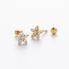 Wholesale S925 Sterling Silver Flower Screw Earrings With Light Luxury Zirconium Niche Design Electroplated For Women