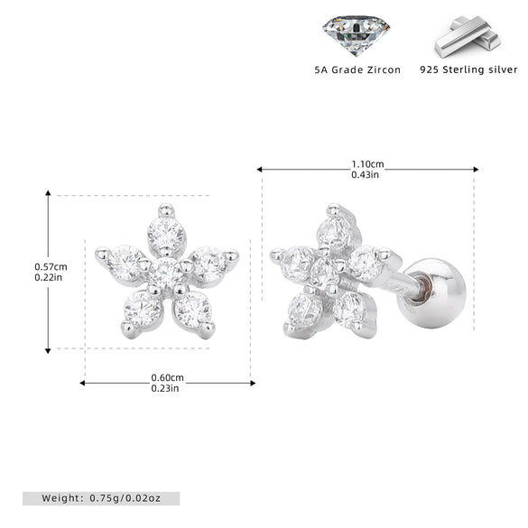 Wholesale S925 Sterling Silver Flower Screw Earrings With Light Luxury Zirconium Niche Design Electroplated For Women