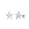 Wholesale S925 Sterling Silver Flower Screw Earrings With Light Luxury Zirconium Niche Design Electroplated For Women