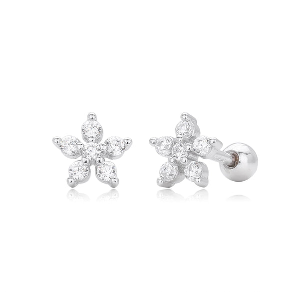 Wholesale S925 Sterling Silver Flower Screw Earrings With Light Luxury Zirconium Niche Design Electroplated For Women