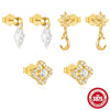Wholesale S925 Sterling Silver Flower Star Four Leaf Clover Earrings With Electroplating Minimalist Geometric Style