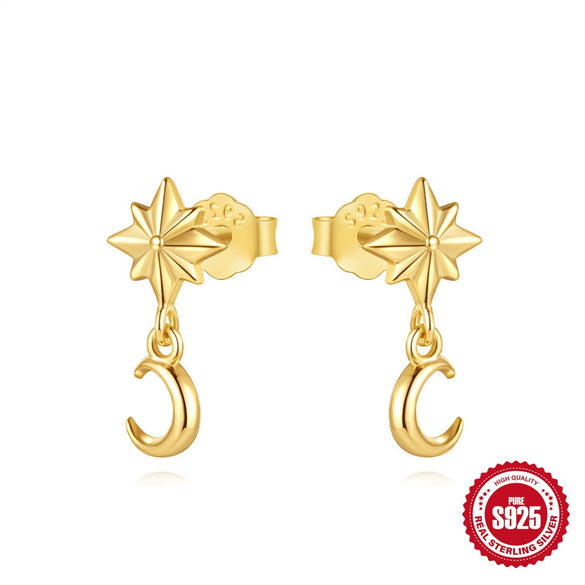 Wholesale S925 Sterling Silver Flower Star Four Leaf Clover Earrings With Electroplating Minimalist Geometric Style