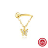 Wholesale S925 Sterling Silver Flower Tassel Chain Flat Head Thread Puncture Ear Nail With Electroplating For Women