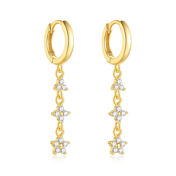 Wholesale S925 Sterling Silver Flower Tassel Earrings With Exquisite Diamond And Electroplating Design For Women