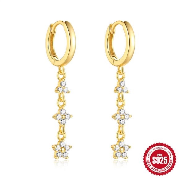 Wholesale S925 Sterling Silver Flower Tassel Earrings With Exquisite Diamond And Electroplating Design For Women