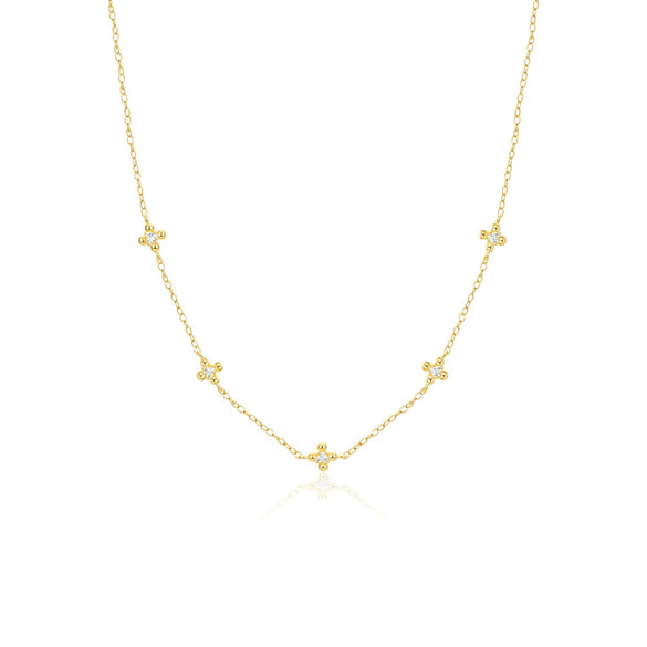 Wholesale S925 Sterling Silver Four Leaf Clover Inlaid Love Zircon Electroplated Delicate Clavicle Necklace For Women With Geometric Design