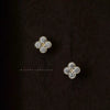 Wholesale S925 Sterling Silver Four Leaf Clover Light Luxury Style Earrings With Gold Plating And Diamond Decor